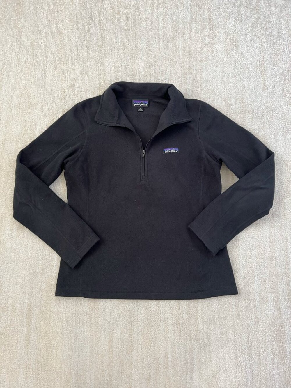 Patagonia Micro D 1/4 Zip Fleece Pullover Jacket Top S Black